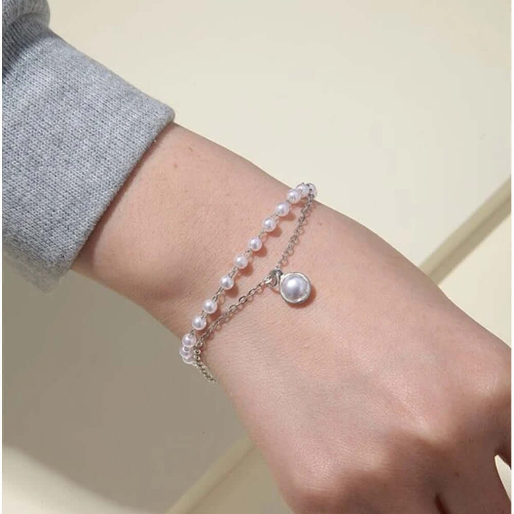 Bracelet Double Couches Cœur et Perles – Charme Rétro et Raffiné - 𝓑𝓲𝓳𝓸𝓾𝔁𝓒𝓪𝓮𝓵𝔂𝓼 - Collier - 𝓑𝓲𝓳𝓸𝓾𝔁𝓒𝓪𝓮𝓵𝔂𝓼 -