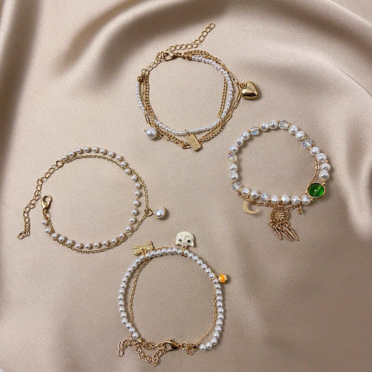 Bracelet Double Couches Cœur et Perles – Charme Rétro et Raffiné - 𝓑𝓲𝓳𝓸𝓾𝔁𝓒𝓪𝓮𝓵𝔂𝓼 - Collier - 𝓑𝓲𝓳𝓸𝓾𝔁𝓒𝓪𝓮𝓵𝔂𝓼 -