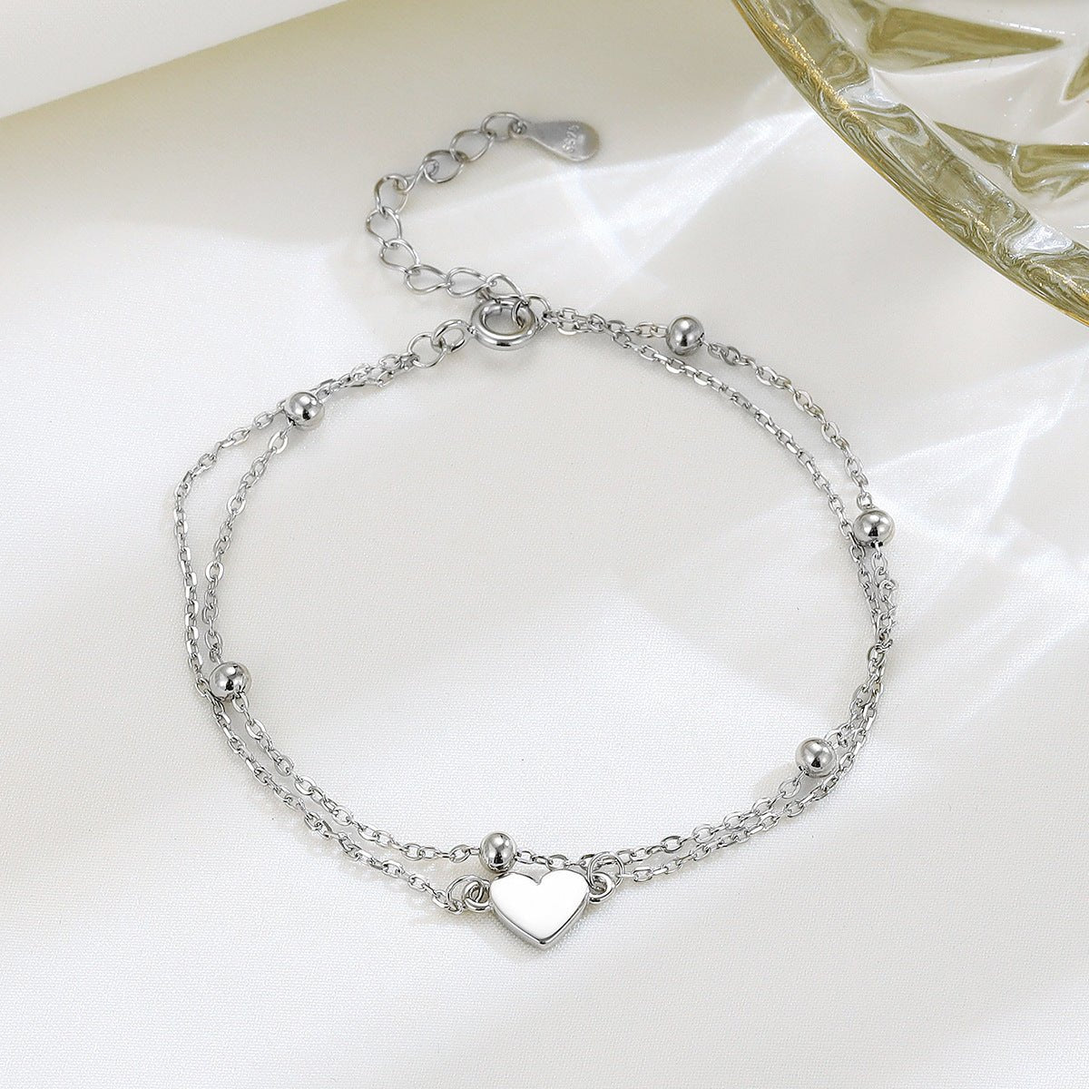 Bracelet double rang en argent S925 – Élégance romantique - 𝓑𝓲𝓳𝓸𝓾𝔁𝓒𝓪𝓮𝓵𝔂𝓼 - bracelet - 𝓑𝓲𝓳𝓸𝓾𝔁𝓒𝓪𝓮𝓵𝔂𝓼 -