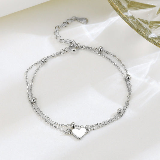 Bracelet double rang en argent S925 – Élégance romantique - 𝓑𝓲𝓳𝓸𝓾𝔁𝓒𝓪𝓮𝓵𝔂𝓼 - bracelet - 𝓑𝓲𝓳𝓸𝓾𝔁𝓒𝓪𝓮𝓵𝔂𝓼 -
