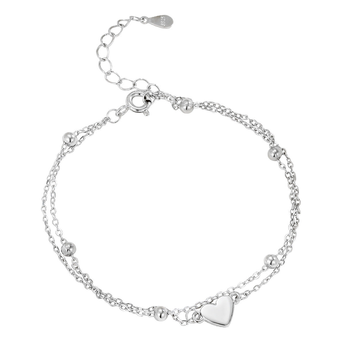 Bracelet double rang en argent S925 – Élégance romantique - 𝓑𝓲𝓳𝓸𝓾𝔁𝓒𝓪𝓮𝓵𝔂𝓼 - bracelet - 𝓑𝓲𝓳𝓸𝓾𝔁𝓒𝓪𝓮𝓵𝔂𝓼 -