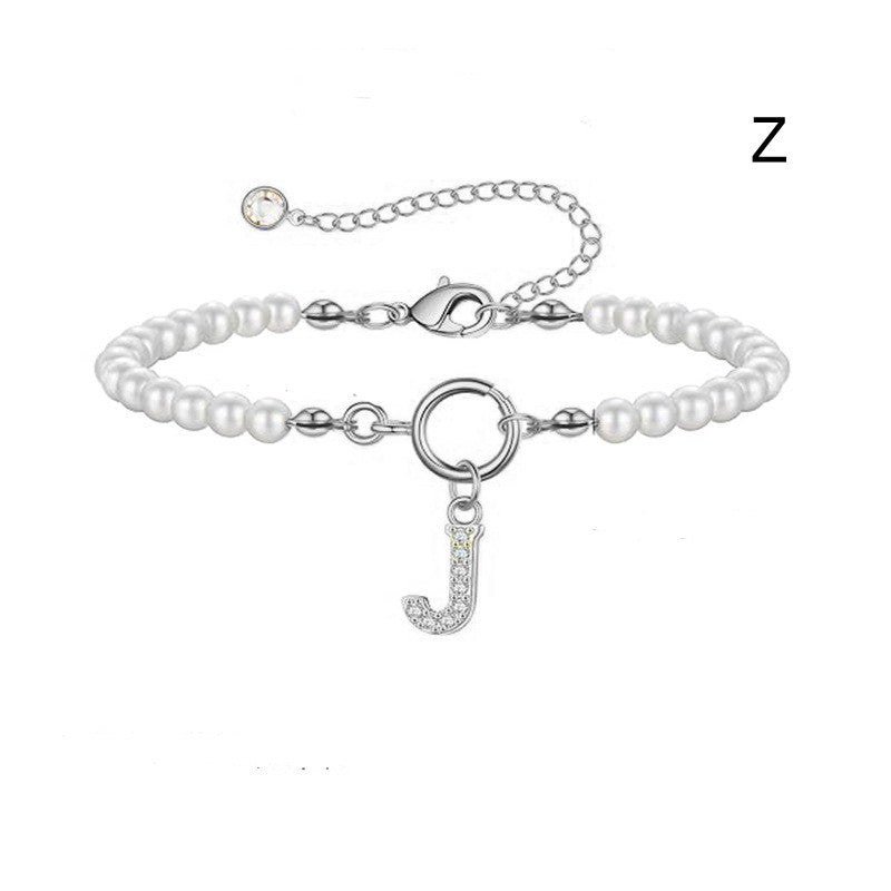 Bracelet initial – Perles 6 mm et pendentif lettre A - Z - 𝓑𝓲𝓳𝓸𝓾𝔁𝓒𝓪𝓮𝓵𝔂𝓼 - bracelet - 𝓑𝓲𝓳𝓸𝓾𝔁𝓒𝓪𝓮𝓵𝔂𝓼 -