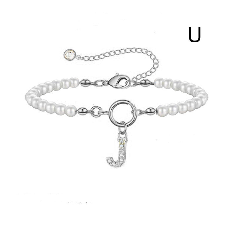 Bracelet initial – Perles 6 mm et pendentif lettre A - Z - 𝓑𝓲𝓳𝓸𝓾𝔁𝓒𝓪𝓮𝓵𝔂𝓼 - bracelet - 𝓑𝓲𝓳𝓸𝓾𝔁𝓒𝓪𝓮𝓵𝔂𝓼 -